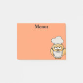 Cute Owl Chef Menu Oranje Post it Note (Voorkant)