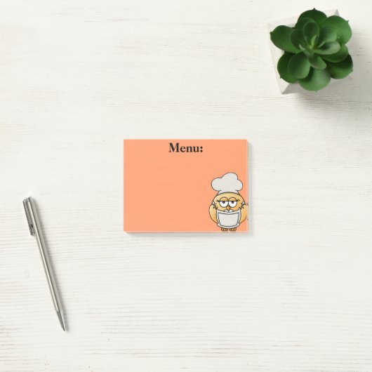 Cute Owl Chef Menu Oranje Post it Note (Kantoor)