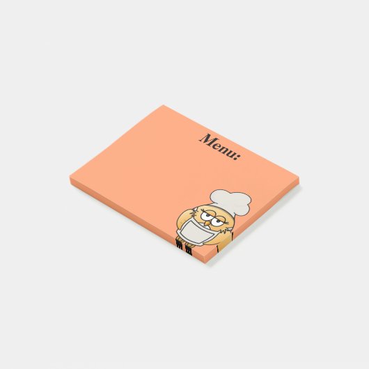 Cute Owl Chef Menu Oranje Post it Note (Schuin)