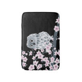 Cute Owl Cherry Blossom Black Roze Badmat (Voorkant Verticaal)