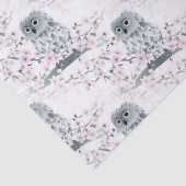 Cute Owl Cherry Blossom Pattern Tissuepapier (Detail)