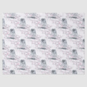 Cute Owl Cherry Blossom Pattern Tissuepapier (Voorkant)