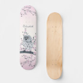 Cute Owl Cherry Blossom Pink Naam toevoegen Persoonlijk Skateboard (Voorkant)
