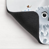 Cute Owl Cherry Blossom Silver White Monogram Muismat (Hoek)