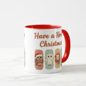 Cute Owl Christmas – Hooty Holidays Mok (Voorkant rechts)