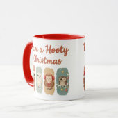 Cute Owl Christmas – Hooty Holidays Mok (Voorkant links)