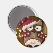 Cute Owl Christmas Wood Magneet (Voorkant / Achterkant)
