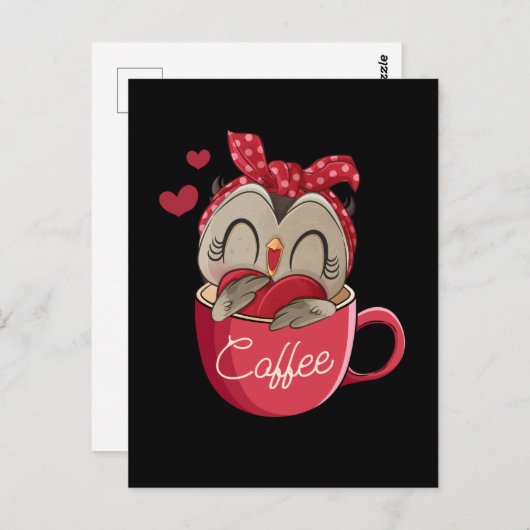 Cute Owl Coffee Mok Funny Owl Lover Briefkaart (Voorkant / Achterkant)