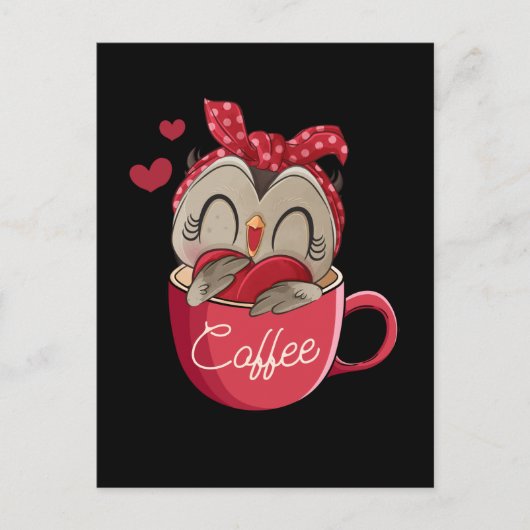 Cute Owl Coffee Mok Funny Owl Lover Briefkaart (Voorkant)
