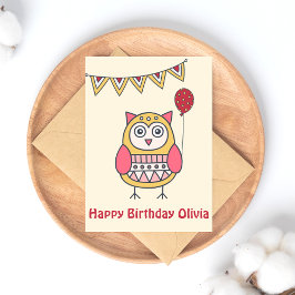 Cute Owl - Colorful Kinderen Birthday Briefkaart