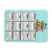 Cute Owl Couple Blauwgroen Snowflakes 2020 Mini Ca Magneet (Horizontaal)