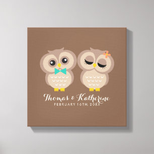 Cute Owl Couple Canvas Afdruk