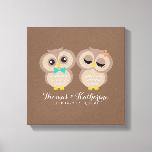 Cute Owl Couple Canvas Afdruk (Voorkant)