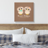 Cute Owl Couple Canvas Afdruk (Insitu (Slaapkamer))