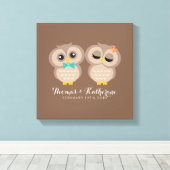 Cute Owl Couple Canvas Afdruk (Insitu (Houten vloer))