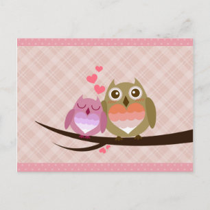 Cute Owl Couple Full of Love Heart Invitation Uitnodiging Briefkaart