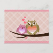 Cute Owl Couple Full of Love Heart Invitation Uitnodiging Briefkaart (Voorkant)