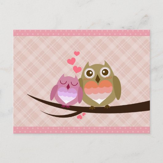 Cute Owl Couple Full of Love Heart Invitation Uitnodiging Briefkaart (Voorkant)