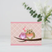 Cute Owl Couple Full of Love Heart Invitation Uitnodiging Briefkaart (Staand voorkant)