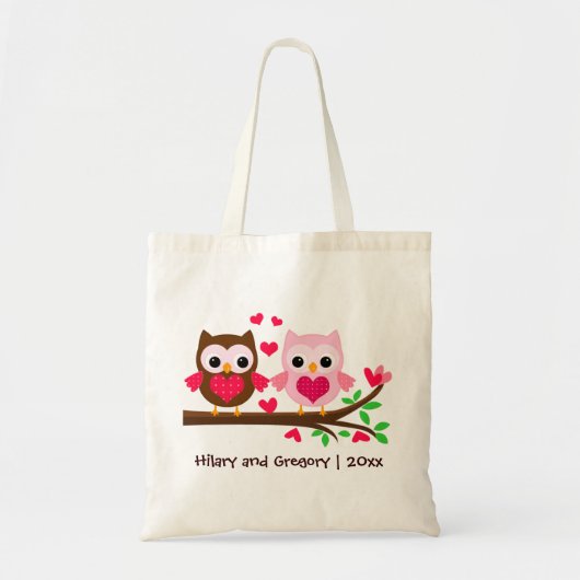 Cute Owl Couple, gepersonaliseerd voor bruiloft Tote Bag (Voorkant)