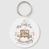 Cute Owl Couple My Only One Romantic Anniversary C Sleutelhanger (Voorkant)