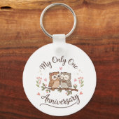 Cute Owl Couple My Only One Romantic Anniversary C Sleutelhanger (Voorkant)