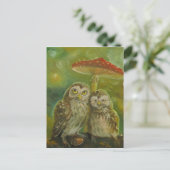Cute Owl Couple onder de paddenstoel Briefkaart (Staand voorkant)