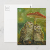 Cute Owl Couple onder de paddenstoel Briefkaart (Voorkant / Achterkant)