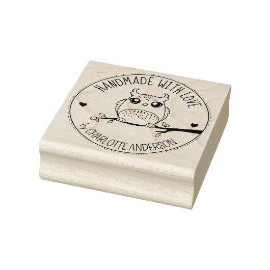 Cute Owl, Custom Handmade with Love, Rubberstempel (Stempel)