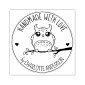 Cute Owl, Custom Handmade with Love, Rubberstempel (Afrduk)