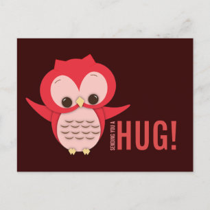 Cute Owl die een Hug Briefkaart verzendt