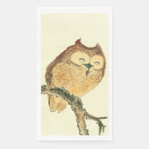 Cute Owl - Elegant Japanese Fine Art Servet