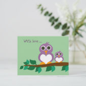Cute owl en baby on tree briefkaart (Staand voorkant)