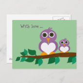 Cute owl en baby on tree briefkaart (Voorkant / Achterkant)