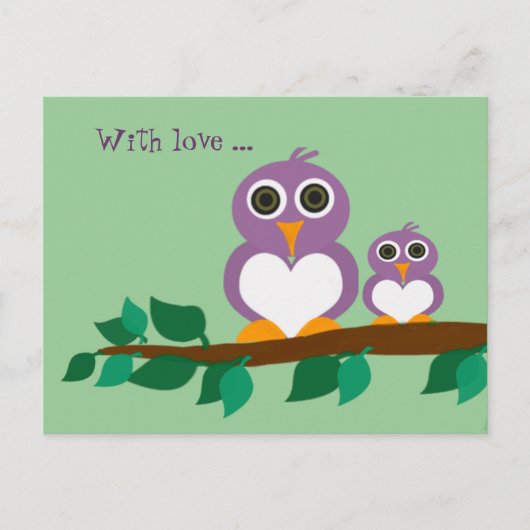 Cute owl en baby on tree briefkaart (Voorkant)