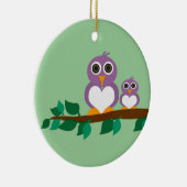 Cute owl en baby on tree keramisch ornament (Rechts)