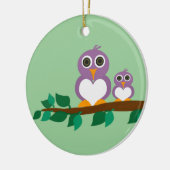 Cute owl en baby on tree keramisch ornament (Links)