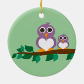 Cute owl en baby on tree keramisch ornament (Achterkant)