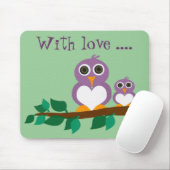 Cute owl en baby on tree muismat (Met muis)