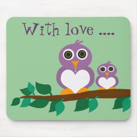 Cute owl en baby on tree muismat (Voorkant)