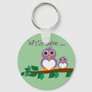 Cute owl en baby on tree sleutelhanger