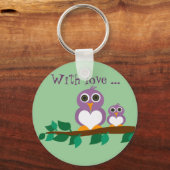 Cute owl en baby on tree sleutelhanger (Voorkant)