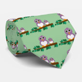 Cute owl en baby on tree stropdas (Opgerold)