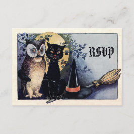 Cute  Owl en Cat Halloween RSVP