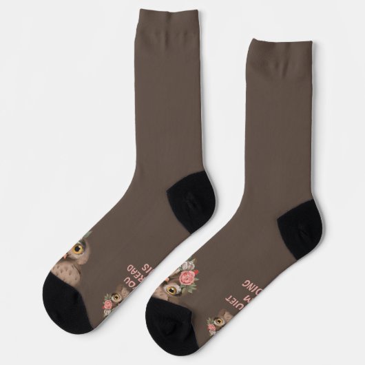 Cute Owl en Fun Text Socks Sokken (Links)