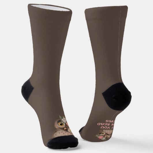 Cute Owl en Fun Text Socks Sokken (Gebogen)