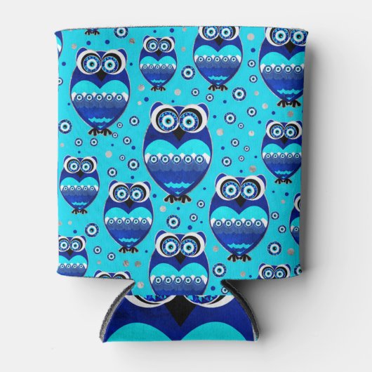 Cute Owl Evil Eye Patroon Blikjeskoeler (Voorkant)