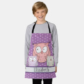 Cute Owl Familienaam Kinder Animal Pattern Schort (Gedragen)