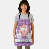Cute Owl Familienaam Kinder Animal Pattern Schort (Insitu)