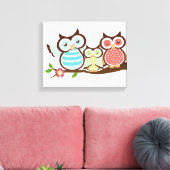 Cute Owl Family Canvas Afdruk (Insitu (Woonkamer))